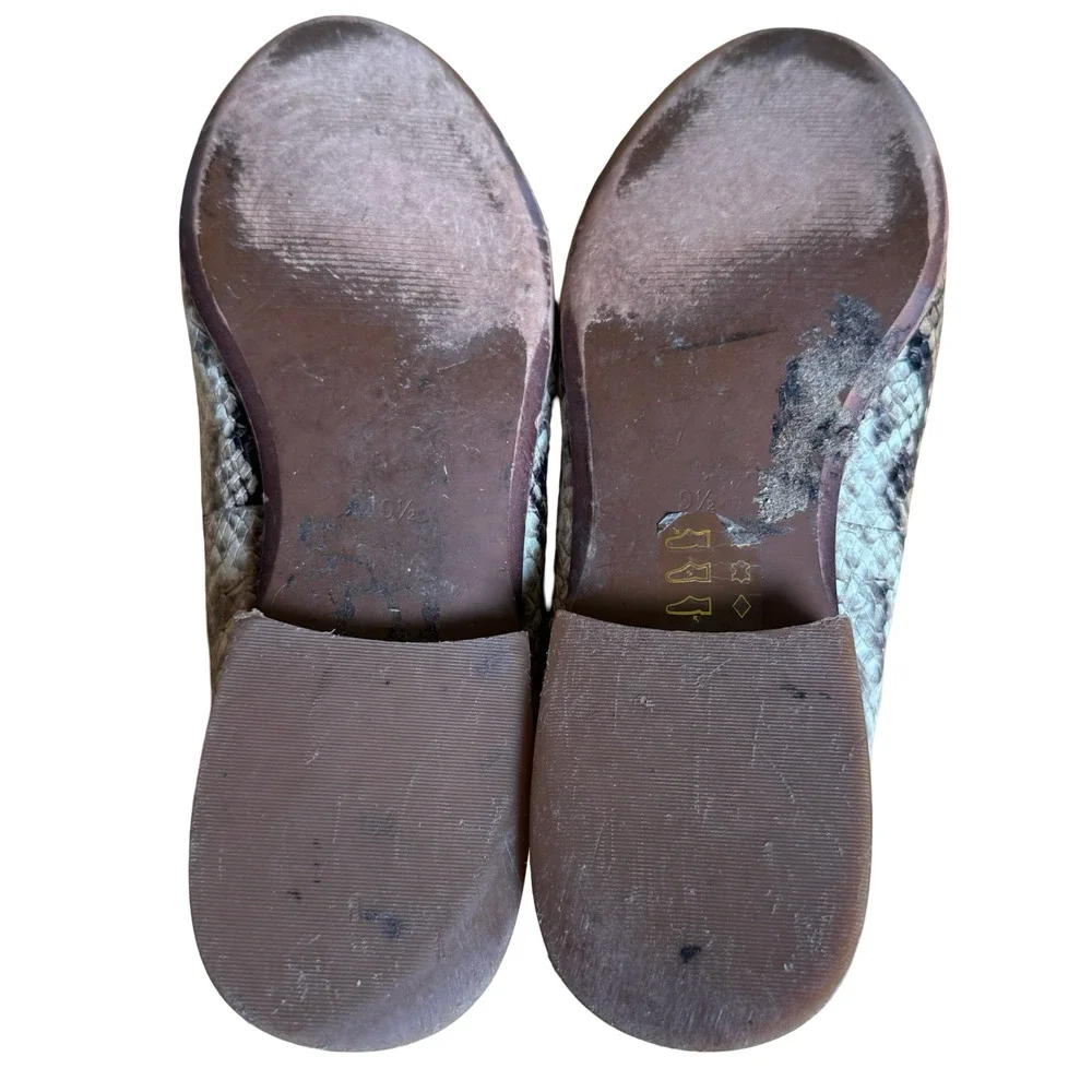 Madewell Leather Frances Snake Embossed Loafers Flats Slip On Shoes Brown 9.5